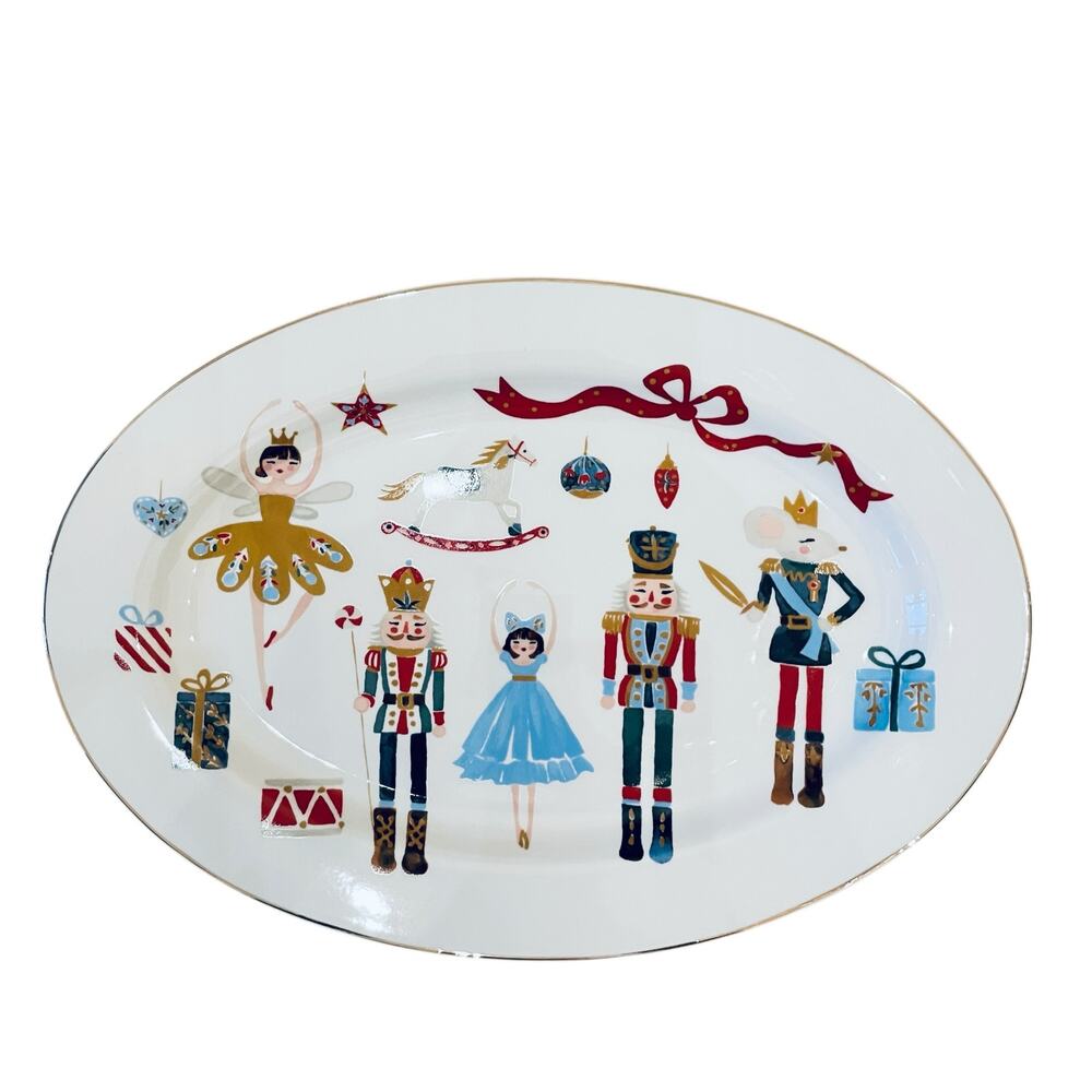 Grace Teaware Nutcracker Ballet Porcelain 14” Oval Platter Holiday Christmas New